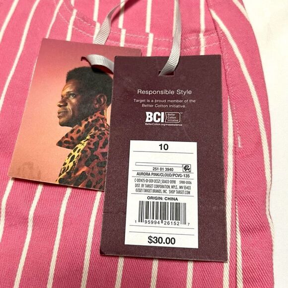 Victor Glemaud x Target Pink Pin Striped Denim Mini Jean Skirt Size 10 New - Picture 7 of 16